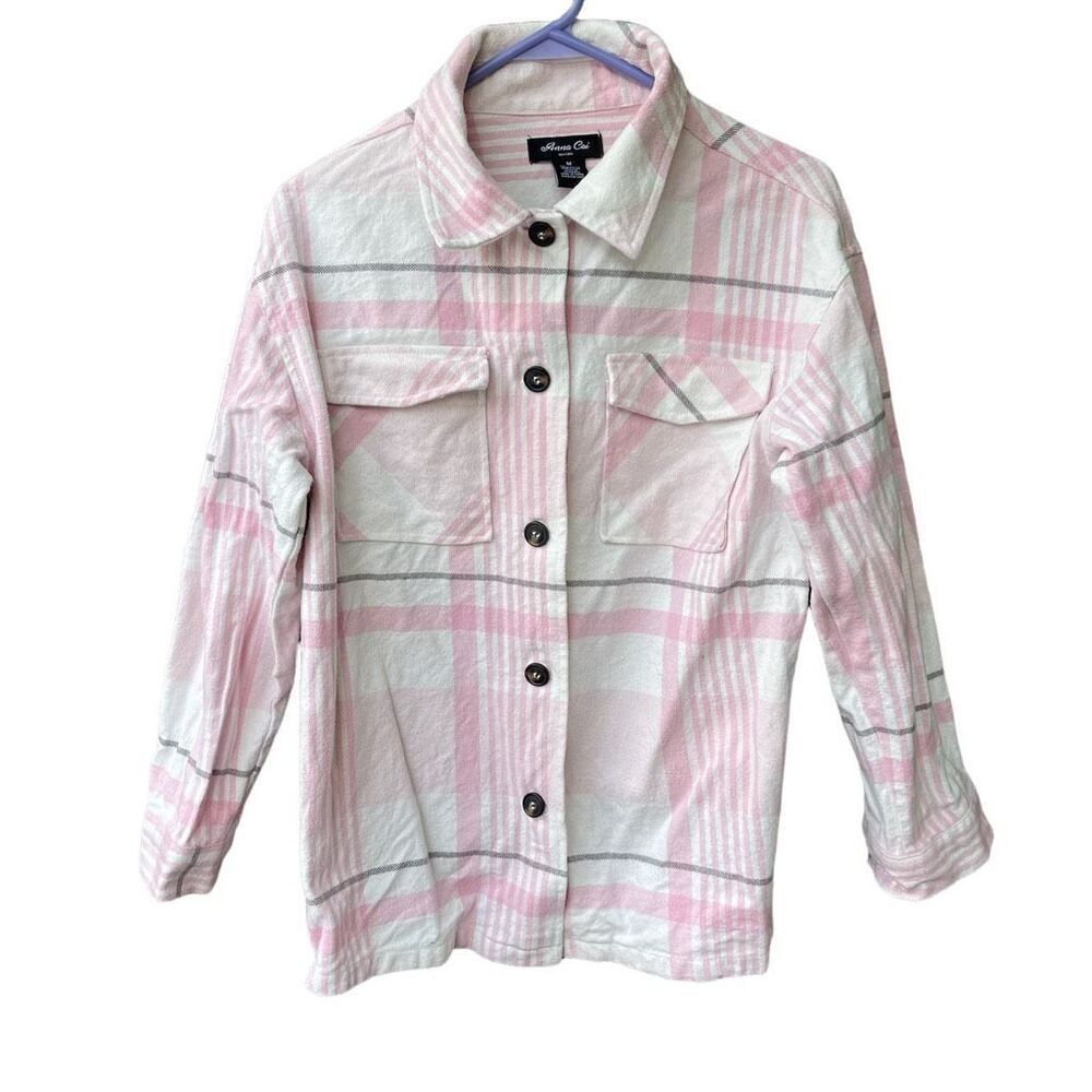 Anna Cai size M plaid heavy flannel shirt